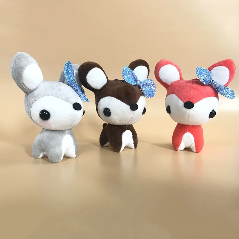 

6colors little cute Animal 12cm Deer Sequin Plush Stuffed Toys Keychain doll Lovely for Kids Valentine Present