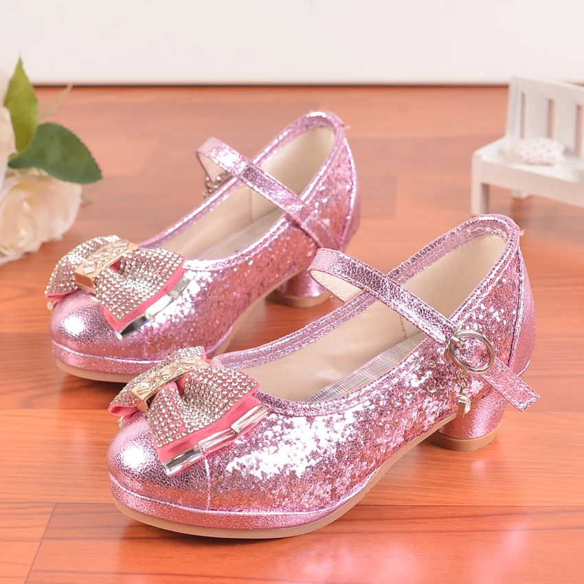 Haute qualité 2016 enfants princesse sandales enfants filles chaussures talons hauts robe de