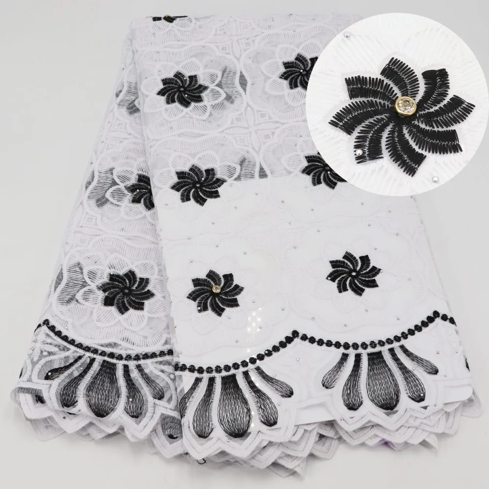 

White And Black Embroidered Nigerian Lace Fabric Bridal High Quality French Tulle Lace Fabric For Women Dress 5 Yards