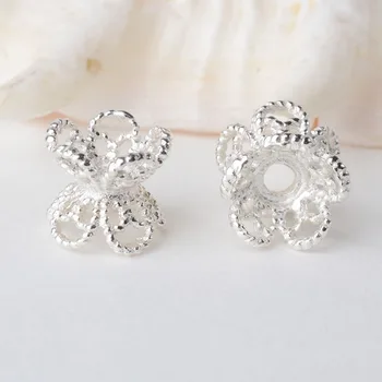 

solid 925 sterling silver bead caps,spacer beads for beaded necklace bracelet jewelry DIY accessories