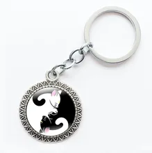 Sailor Moon Luna Cat Artemis Anime Manga Keychain Keyring Yin And Yang Jewelry Dome Round Cabochon Chain Art Picture Photo KC28