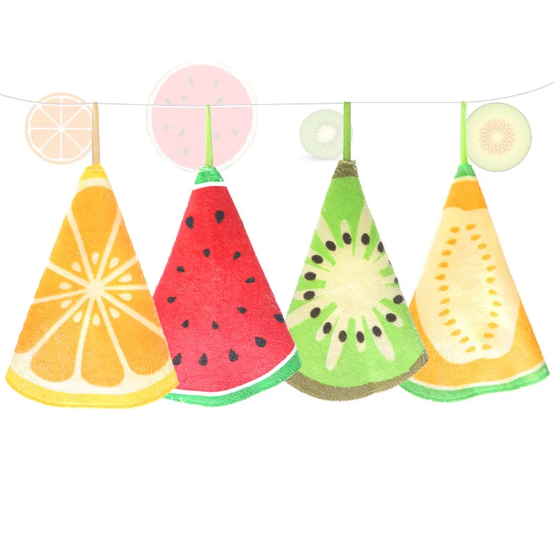 

Cut Wipes Hanging Towel Quick-Dry Fruit Pattern Cartoon Wash Hand Towel Dish Cloth Children Wiping Napkin Kitchen Scouring Pad