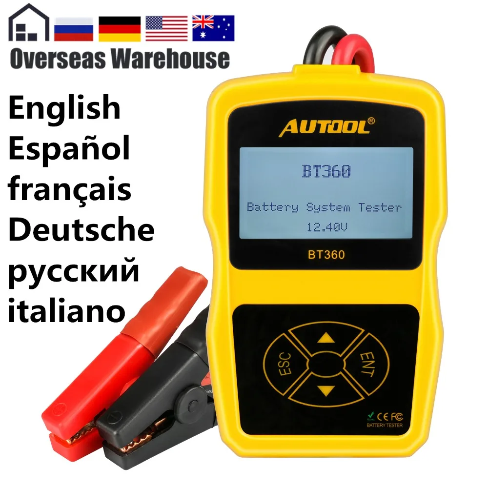 

Autool BT360 Car Battery Tester 12V Digital Portable Analyzer Automotive CCA Voltmeter Auto Multi-Language BAD Cell Test Vehicle