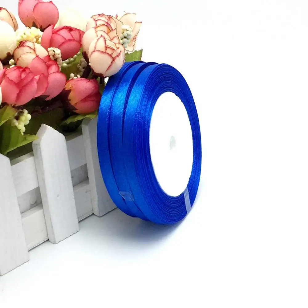 13 цветов сплошной цвет 1 рулон 25 ярд 1/"(6 мм) односторонняя атласная лента, 25 ярдов/рулон вариант цвет подарок Свадебная Упаковка Декор - Цвет: royal blue