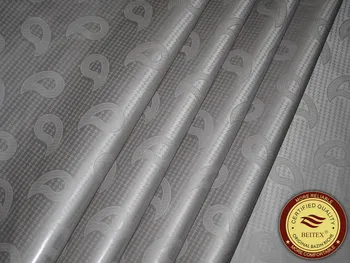 

4Yards Bazin Riche Fabric Shining Austria Quality (Similar to getzner) Grey Guinea Brocade 100% Cotton Shadda Perfume