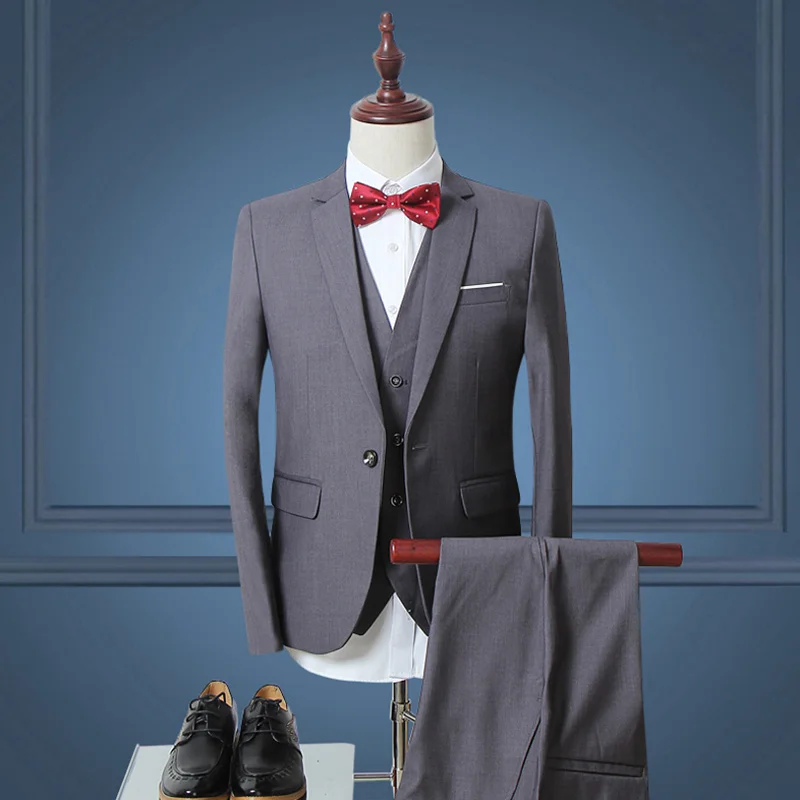 PAULKONTE 2019 Hot Solid Color 3 PCS Men Suit Fashion Slim Fit Single Button Party Formal Business Wedding Classic Men's Suit PAULKONTE 2019 Hot Solid Color 3 PCS Men Suit Fashion Slim Fit Single Button Party Formal Business Wedding Classic Men's Suit