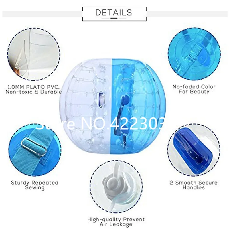 Inflatable Bumper Bubble Soccer Ball Dia 5 ft(1.5m) Giant Human Hamster Ball for Adults and Teens 5