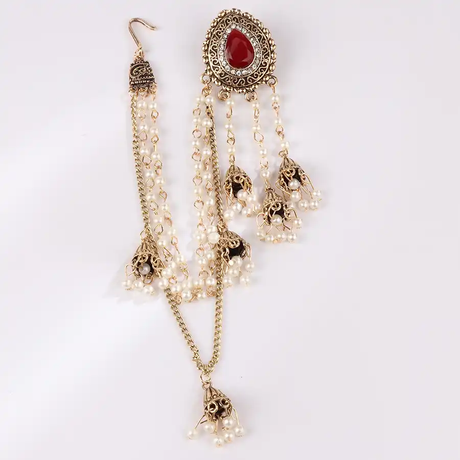 Detail Feedback Questions About Indian Jewelry Earring Chain Indian Jewelry Earring Chain Headdress Antique Gold Pearl Tel Crystal Earrings For Women Vintage Wedding
