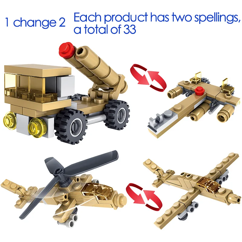 Günstig 16 In 1 Armee WW2 Tank Hubschrauber Bausteine Kits Kompatibel Legoing Militär Fahrzeuge Waffen Figuren Ziegel Spielzeug für Jungen