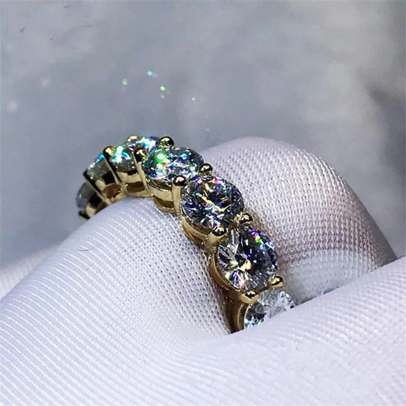 3 colors Finger ring Round 4mm Sona zircon cz Yellow Gold Filled 925 silver Enagement Wedding Band Rings for women Men Jewelry Fashion Jewelry