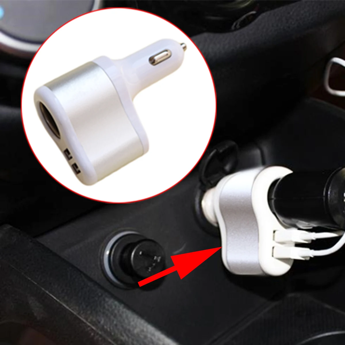 

2 USB Port Auto Car Quick Fast Charger Cigarette Lighter Phone Power Socket Adapter Converter Head Multifunction Parts