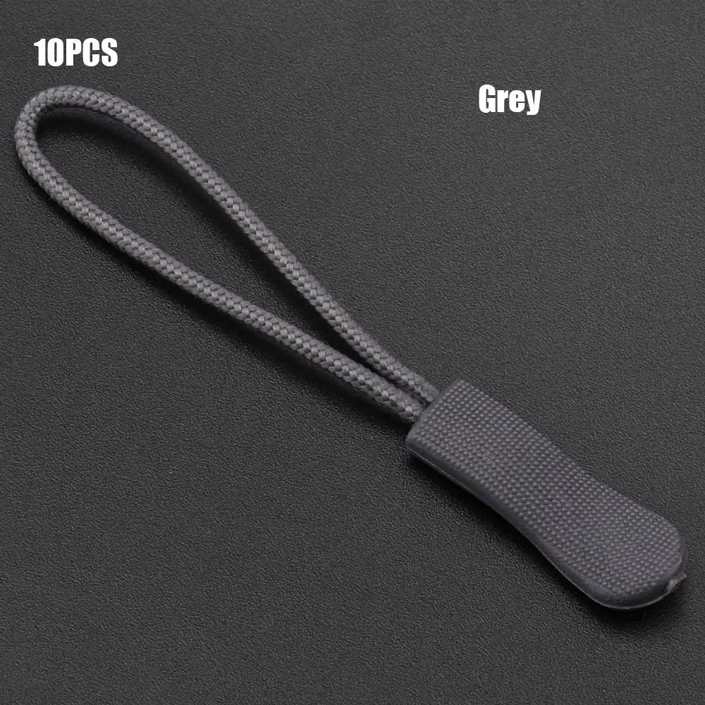 Grey 10 шт., Съемник на молнии, подходит для веревочной бирки, сумки, аксессуары, фиксатор, застежка на молнии, сменный зажим, сломанная Пряжка, дорожная сумка, чемодан, палатка - Цвет: Grey