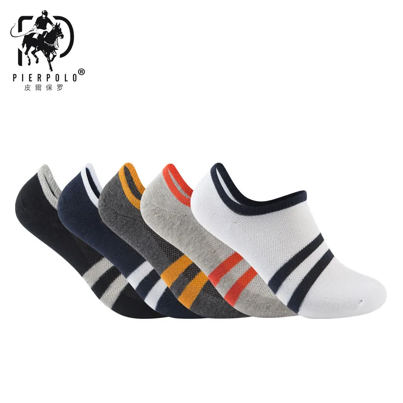 Мужские хлопковые носки PIERPOLO летние короткие в полоску meias 2019|men's socks short|striped mensmen