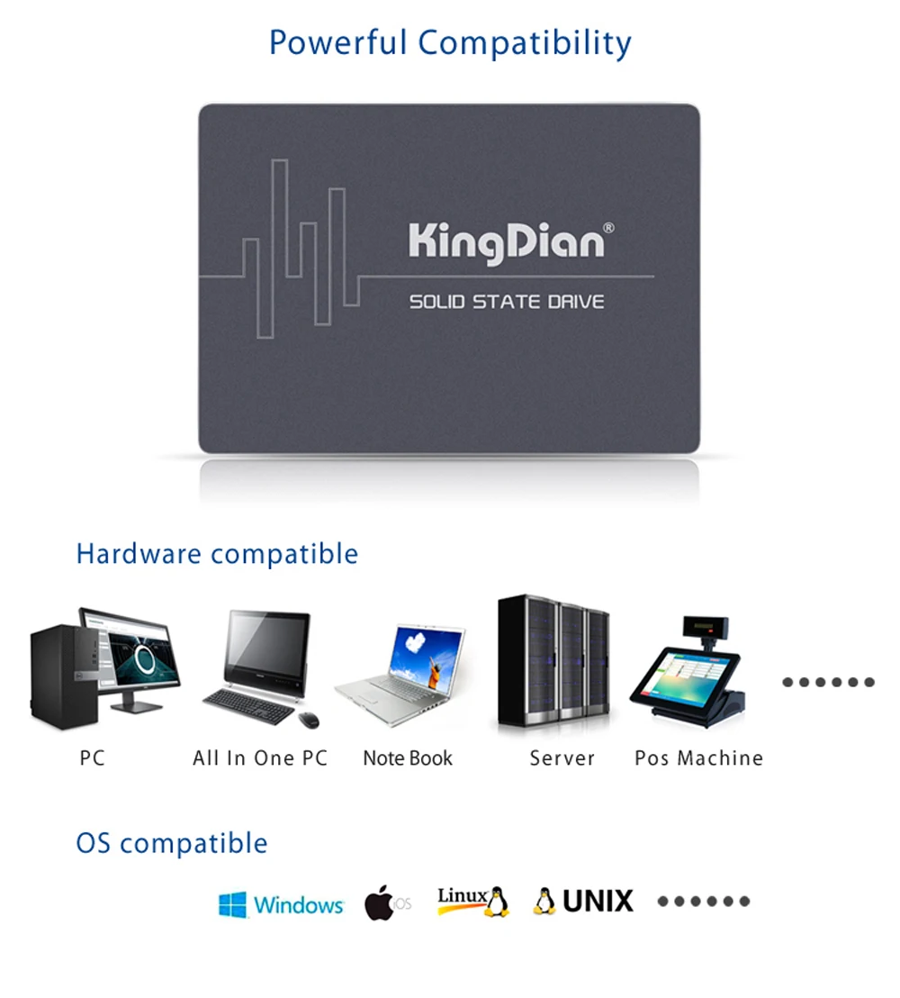 KingDian, Новое поступление, заводское качество, гарантия SATA3 2,5 дюймов S400 120 ГБ SSD