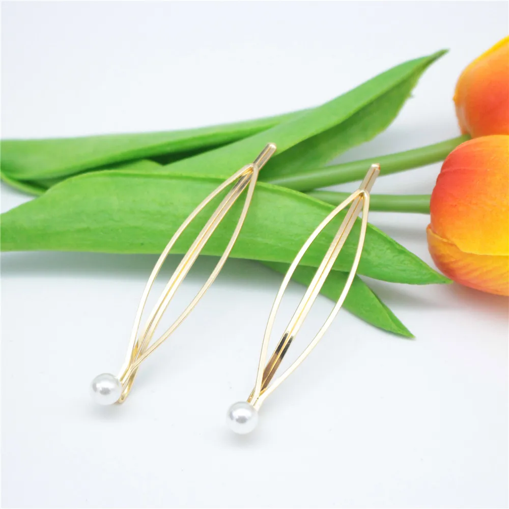 

2PCS Gold Plated Hairgrips Cheap Hair Accessories for Women Metal Clips Hairpin Artificial Pearl Hairclip Barrette Hairwear