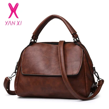 

YANXI Luxury Women's Bag Fashion Retro Soft Leather Tote Handbags Solid Color Shoulder Bags Lady Crossbody Bag for Women 2018