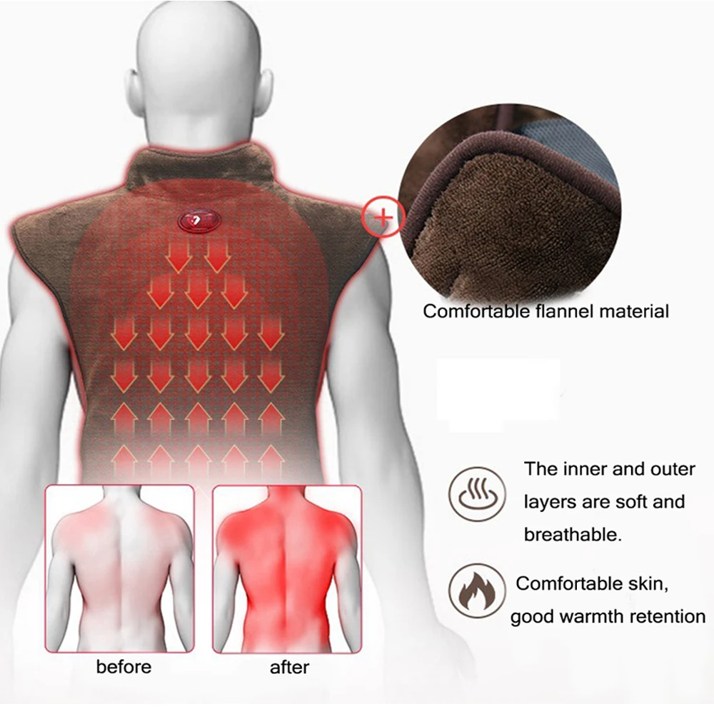 

Electric Heating Physiotherapy Moxibustion Compress Heating Vest Support Shoulder Pad Heated Shawl For Periarthritis Relief Free