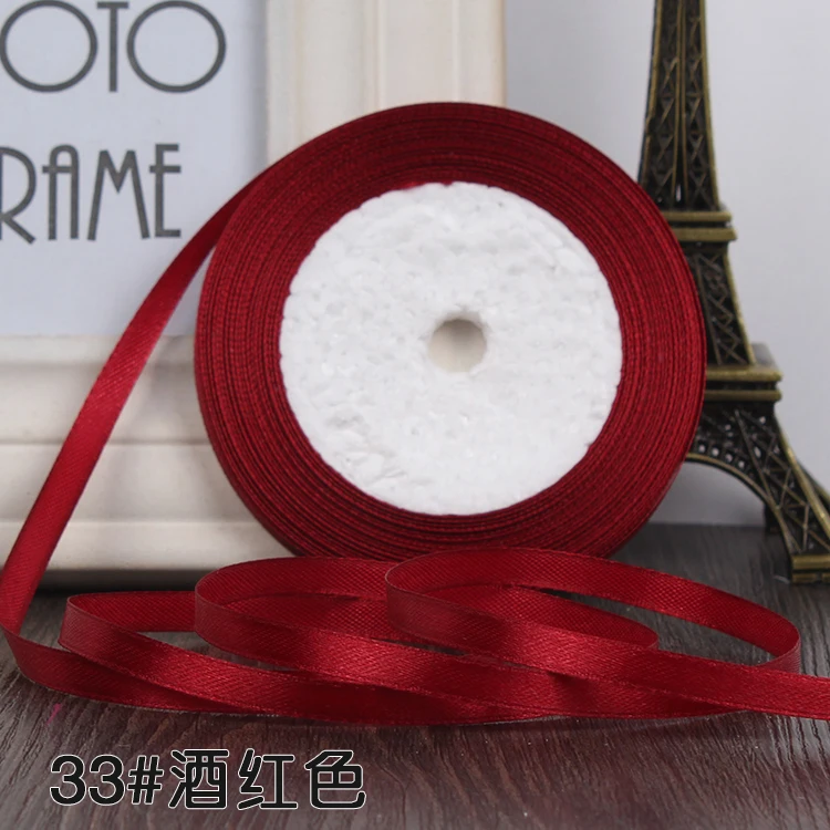 6 Mm 25 Yard Silk Satin Ribbon Wedding Invitation Card Decoration Gift Packing