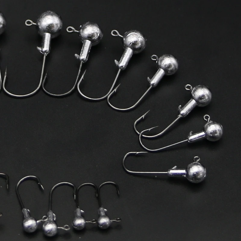 50pcs Jig Head Fishhooks Carbon Steel Fishing Hook 1-20g Lead Jig Hooks For Soft Lure Fishing Accessories YG24