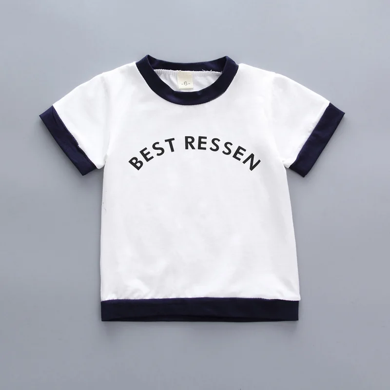 Conjuntos de Roupas da Criança Fatos de Treino Moda Verão Crianças Meninos Meninas Roupas Algodão Carta Camiseta Curto 2 Pçs - Sets Infantil 18 algodão carta camiseta curto 2 pçs sets