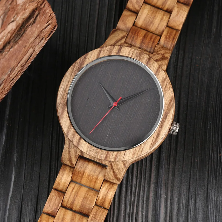Unique Men Creative Wood Watches Full Natural Bamboo Handmade Wooden Sports Quartz Wristwatch Top Quality Red Second Hands Clock (11)