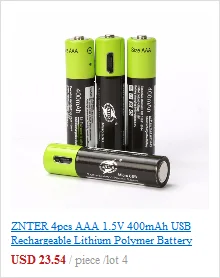 ZNTER AA Перезаряжаемые Батарея 2/4 шт. 1,5 в 1700 мАч зарядка через usb литий Батарея акумуляторная батарея с микро-зарядка через usb кабель