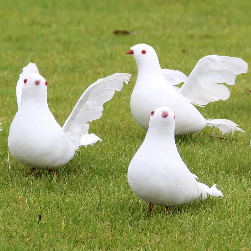 Flying Decorative Doves Artificial Foam Feather Mini White Birds With