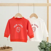 Новинка года; повседневная одежда с длинными рукавами и рисунком для маленьких девочек; мягкая Одежда для новорожденных; подходит для От 0 до 2 лет с капюшоном и рисунком для мальчиков; одежда с круглым вырезом