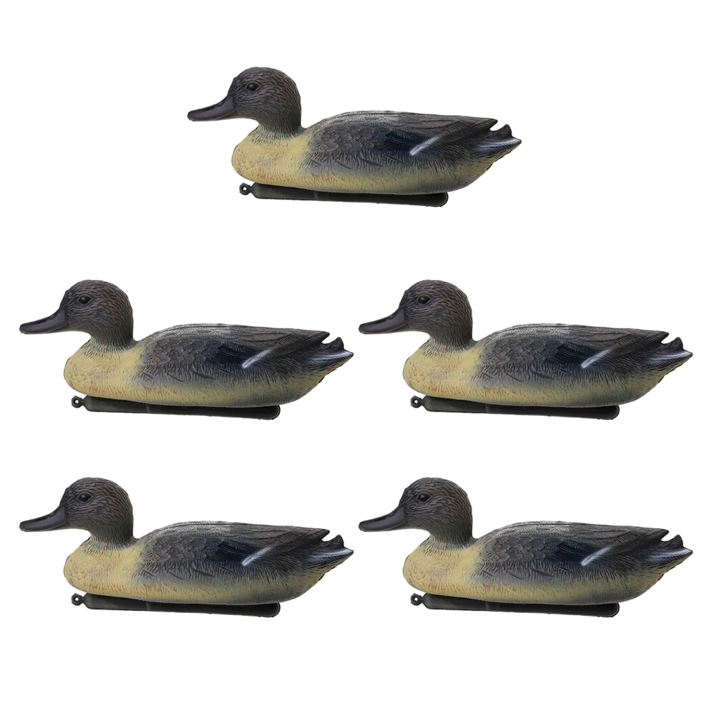  Pack of 5 Hunting Male Decoy Plastic Floating Duck Decoy Drake Yard Decor