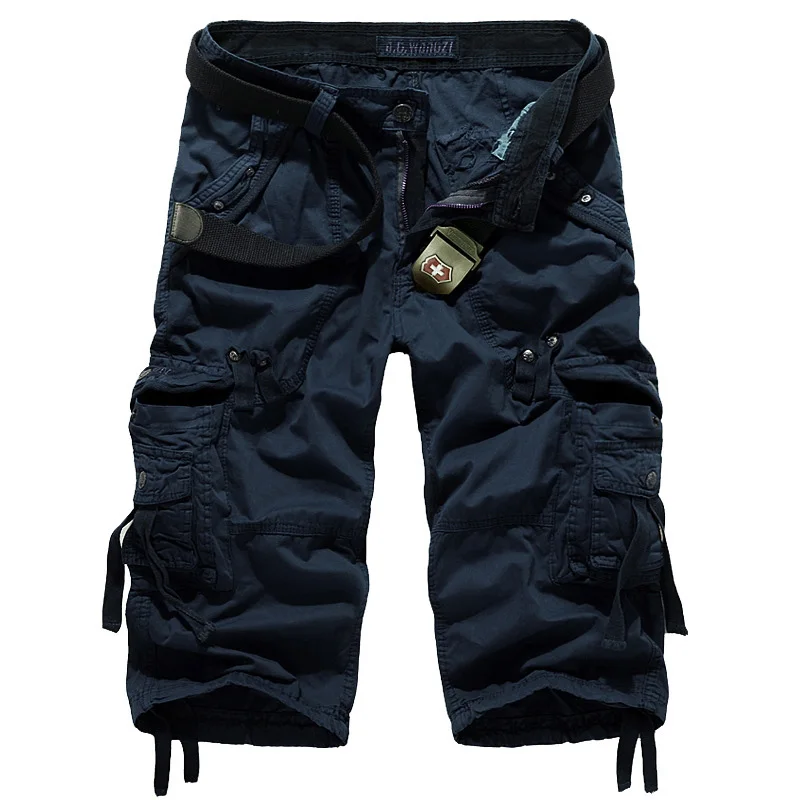 

High Quality Men's Cropped Trousers Designer Fashion Multi-pocket Plussize Casual Tooling Cotton Capri Pants Men Overall AF5820