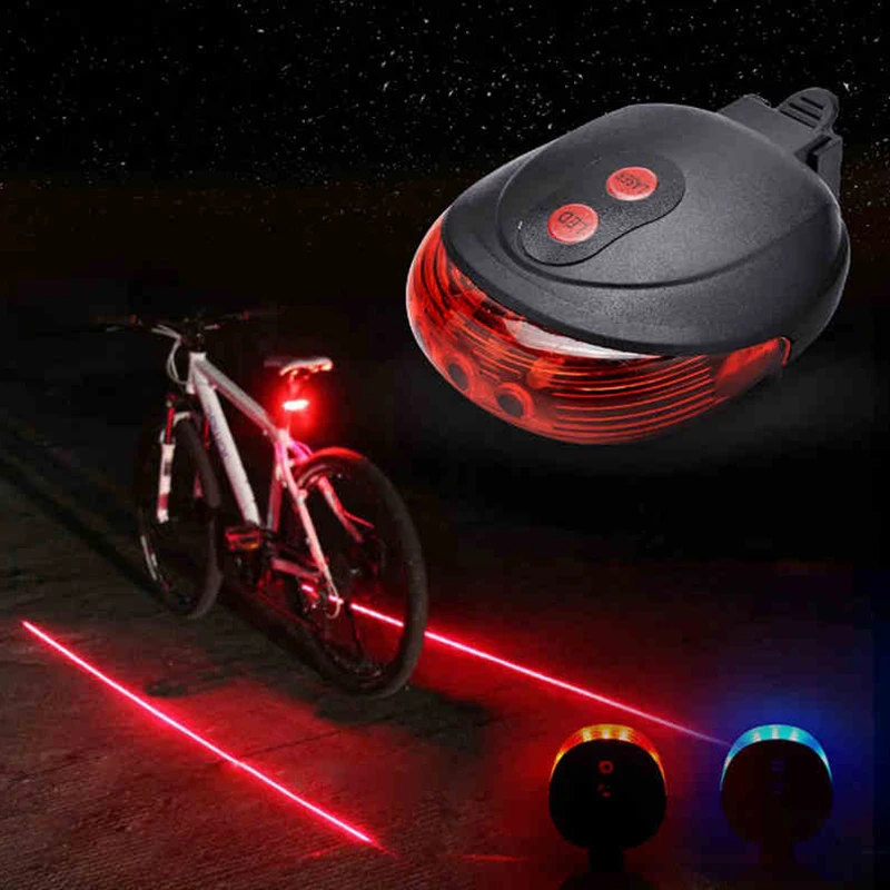 

Bike Cycling Lights Waterproof 5 LED 2 Lasers 3 Modes Bike Taillight Safety Warning Light Bicycle Rear Bycicle Light Tail Lamp H