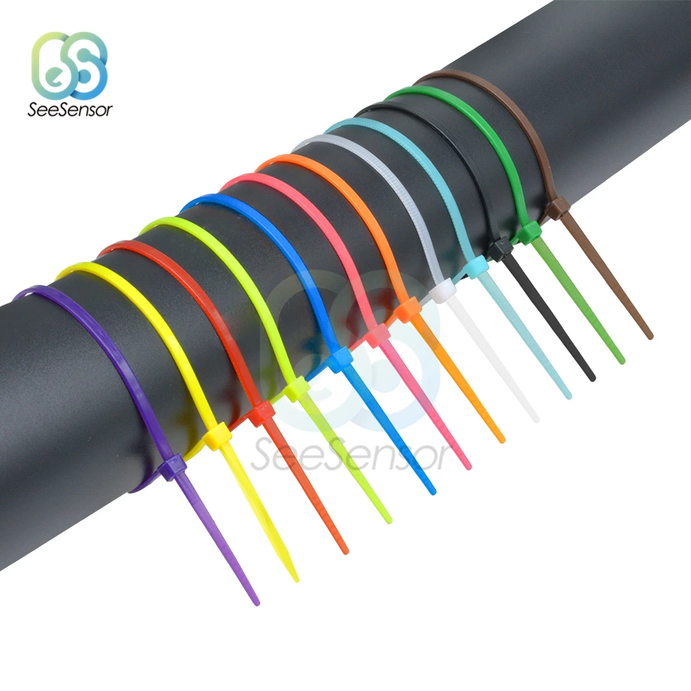 Nylon Cable Ties 100pcs 100mm Self-locking Nylon Cable Ties Plastic Zip Tie Fasten Cable Binding Wrap Straps 12 Color 2.5mm*100mm
