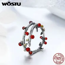 WOSTU, лидер продаж, 925 пробы, серебряное осеннее растительное кольцо на палец для женщин, романтическое кольцо Anel, бренд, ювелирное изделие, подарок FIR442