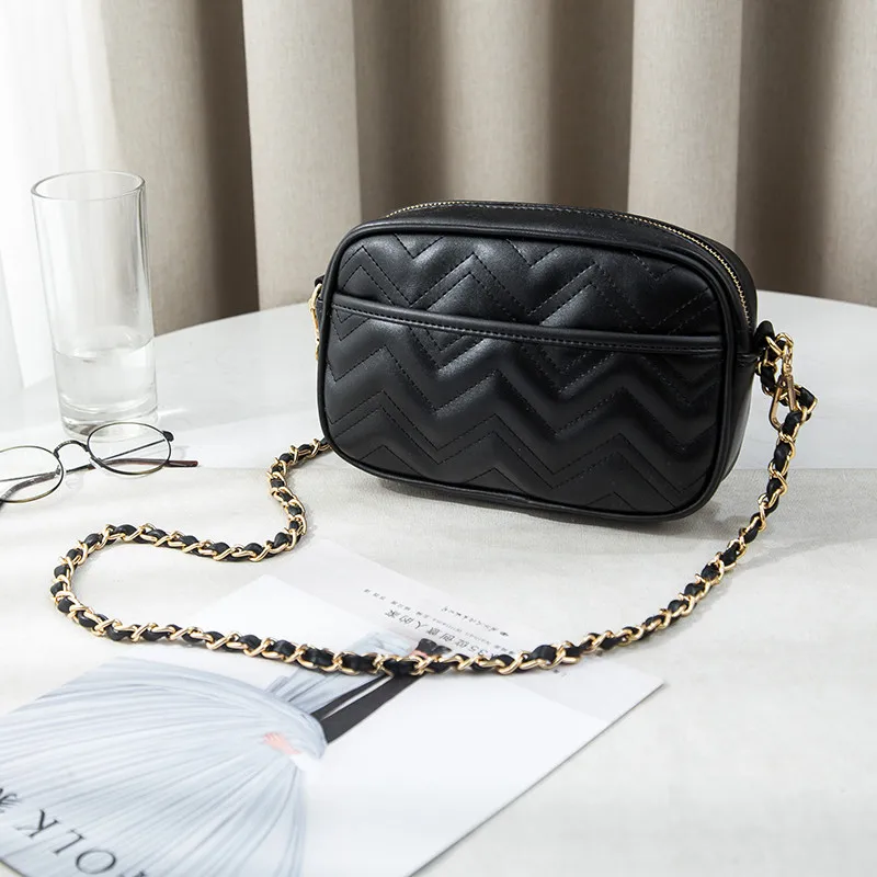 سلسلة المرأة حقيبة ساع صغيرة بو الجلود Crossbody أكياس للفتيات أسود تصميم حقائب كتف محفظة جيب للهاتف الخليوي bolsas
