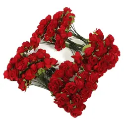 144 х Искусственный Бумага красная роза Цветочные Свадебные Craft Декор