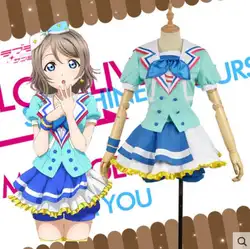 Горячая аниме Lovelive! солнце! Косплэй Aqours Ватанабе вы Хэллоуин прыжки Сердце Косплэй костюм женский человек