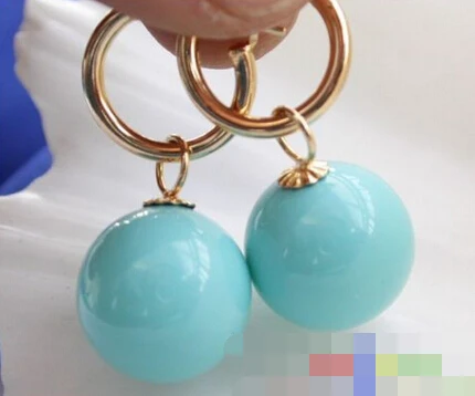 00062 round turquoise SOUTH SEA SHELL PEARL dangle earring | Украшения и аксессуары