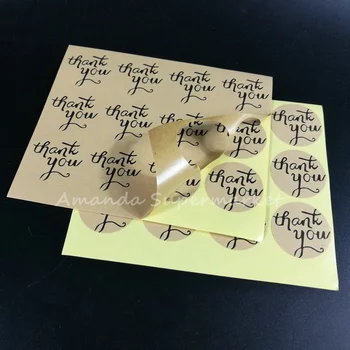 

Wholesale Handmade Thank You Sticker 1200pcs/lot 35*35mm Vintage Kraft Sticker Hand Made For Gift Handmade Cake Baking Sealing