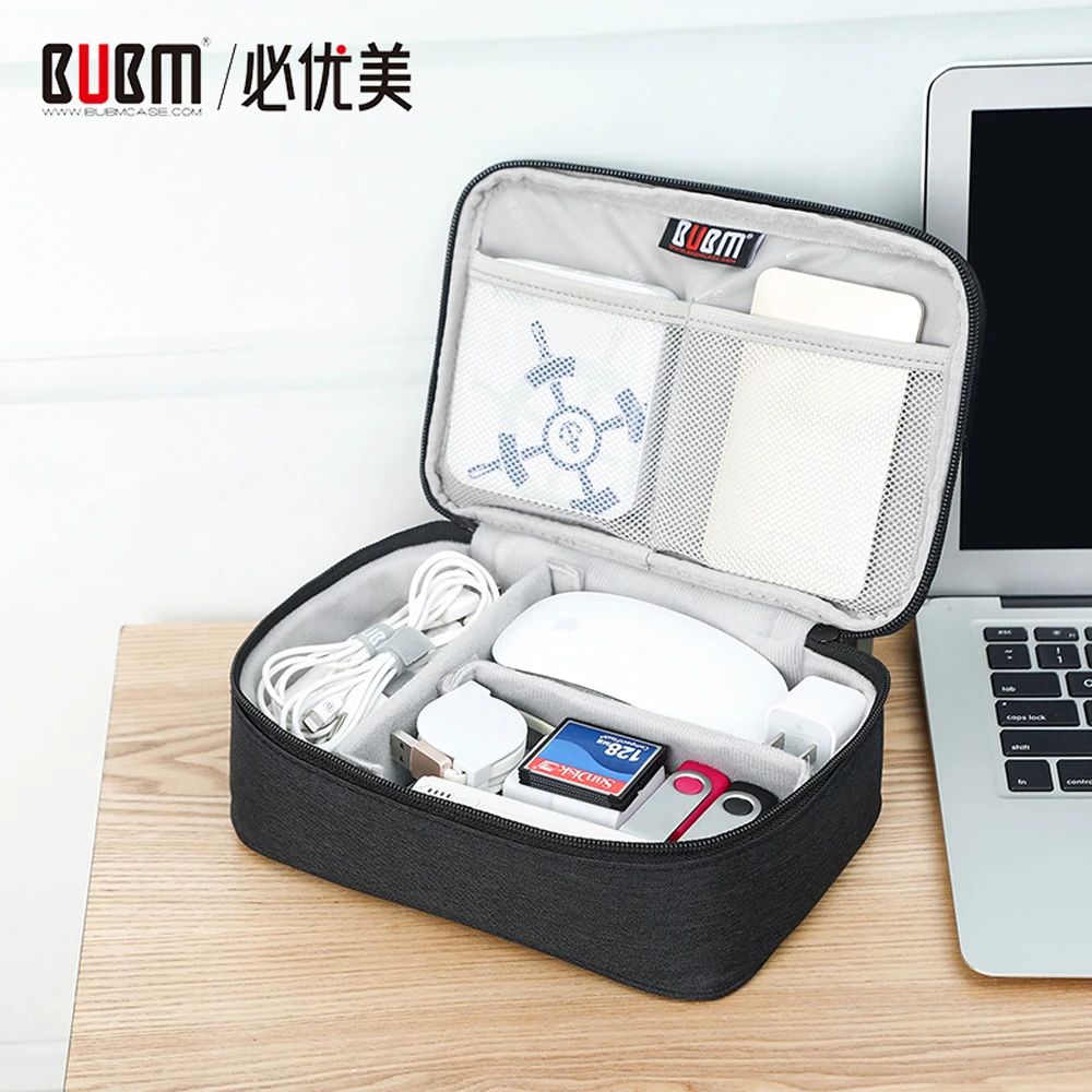 

BUBM Protable Travel Hard Drive Case, Universal Power Bank Case Storage Bag Gadgets Organizer Cable Bag Carrying Case