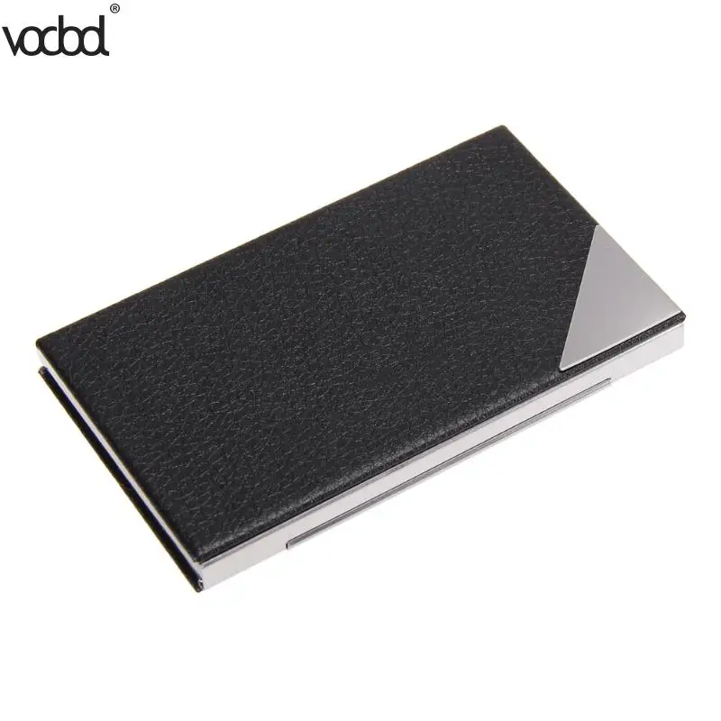 

VODOOLPU Leather Business Card Holder Name ID Credit Card Wallet Stainless Steel Card Case for Men Women ID Card Holder