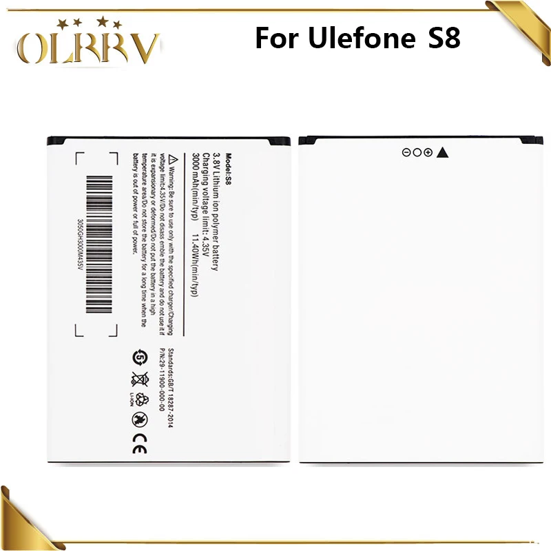 Аккумулятор для Ulefone S8 аккумулятор Pro 3000 мАч 5 3 дюйма Android 7 0 четырехъядерный MT6737 |