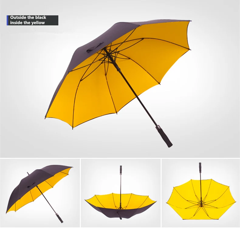 NX большой гольф двухслойный зонт полуавтоматический Защита от солнца strongs ветрозащитная ручка длинный женский зонт от дождя - Цвет: 132cm yellow