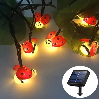 20Leds 30 Leds Zonne-energie Lieveheersbeestje Led String Fairy Lights Outdoor Waterdichte Tuin Hek Zomer Patio Kerst Garland Light 20Leds 30 Leds Zonne-energie Lieveheersbeestje Led String Fairy Lights Outdoor Waterdichte Tuin Hek Zomer Patio Kerst Garland Light
