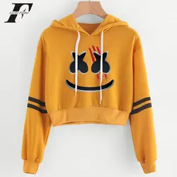 Bts 2019 Толстовка Marshmello Print crop top Толстовка Для женщин Для мужчин сексуальные Harajuku летняя повседневная одежда Большие размеры