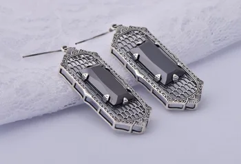 

Free shipping custom processing 925 silver luxurious black zircon jewelry fashion earrings free shipping good gifts