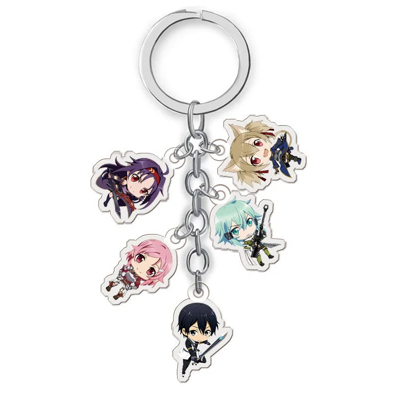 

Anime Sword Art Online Keychain Double-sided Sinon Cartoon Key Ring