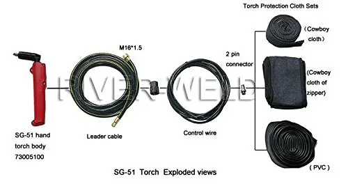 Кабель питания шланг для SG-51 плазменный резак фонарь 3,7 м 11-1/2 футов M16* 1,5 и 3/8-24