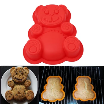 

17*15.5*3cm Bear Shape 3D Silicone Cake Mold DlY Cartoon Baking Tools Bakeware Maker Mold Tray Baking Cake Moulds