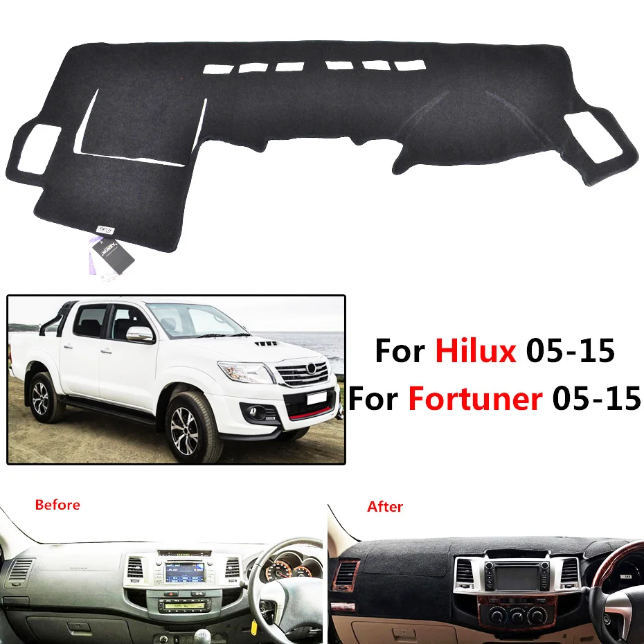 Для Toyota Hilux Vigo Revo Fortuner SW4 2005- приборная панель Крышка приборной панели Коврик защитный лист ковер Стайлинг 2013 - Название цвета: Hilux-RHD 05-15