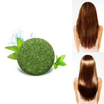 

1Pc Mint Extract Essential Oil Handmade Round Soap Fragrant Smooth Shampoo Bar Repair Deep Clean Nourishing Hair Care
